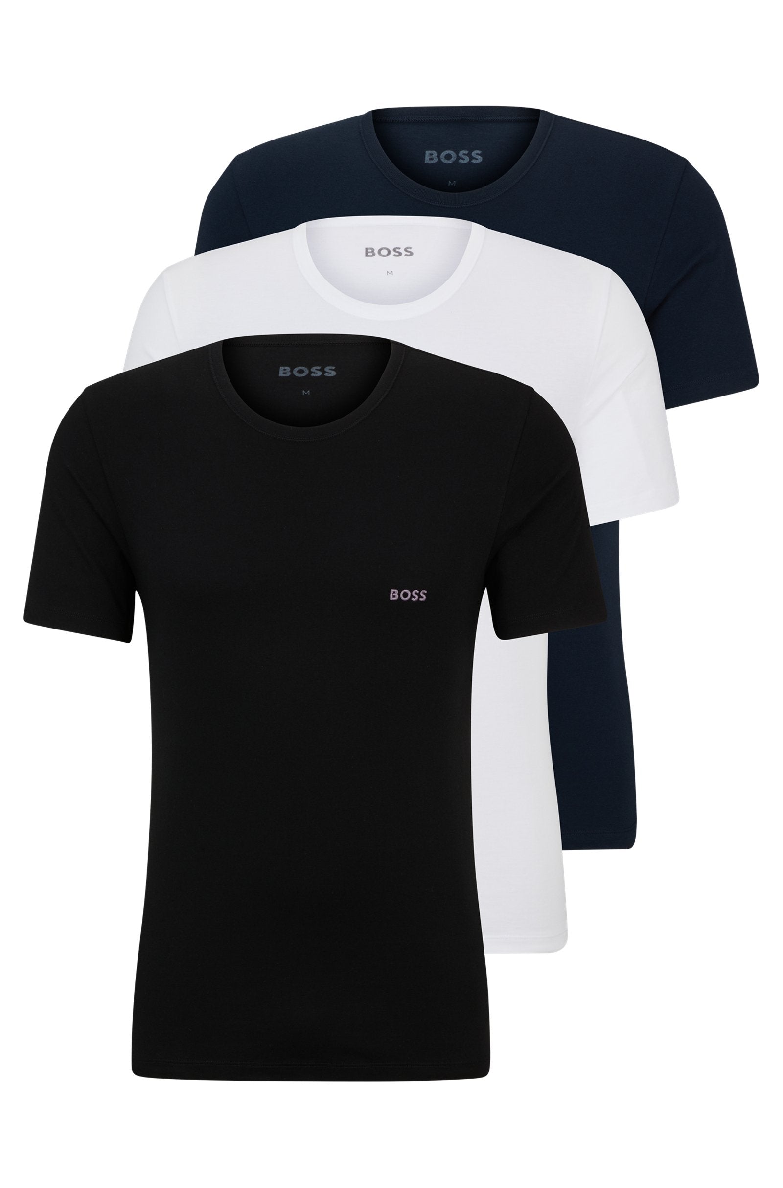 BOSS - Boxed 3 Pack Of Branded Underwear T-Shirts In Cotton Jersey 50509255 982