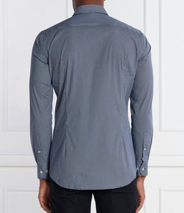 BOSS - H-HANK-KENT Dark Blue Patterned Slim Fit Shirt In Stretch Cotton 50510204 404