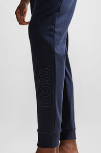 BOSS - Dark Blue Cotton Terry Tracksuit Bottoms With Embroidered Logo 50511055 403