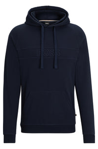 BOSS - Dark Blue Cotton Terry Hooded Sweatshirt With Embroidered Logo 50511062 404
