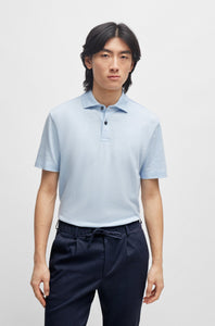 BOSS - PRESS 56 Light Blue Regular Fit Cotton and Linen Polo Shirt 50511600 450