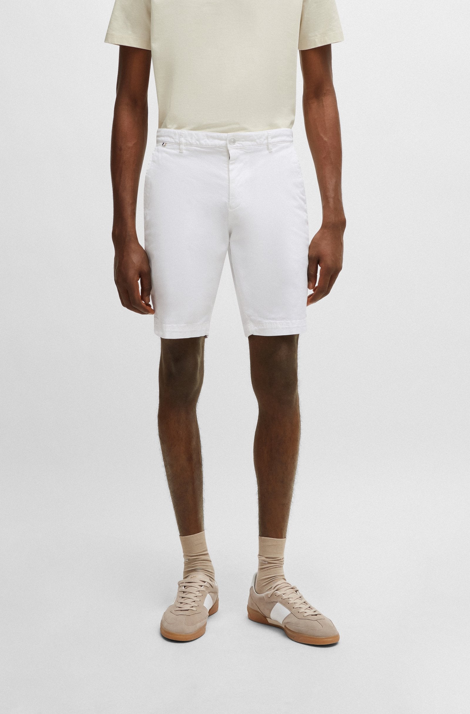BOSS - SLICE-SHORT White Slim Fit Shorts In Stretch Cotton 50512524 100