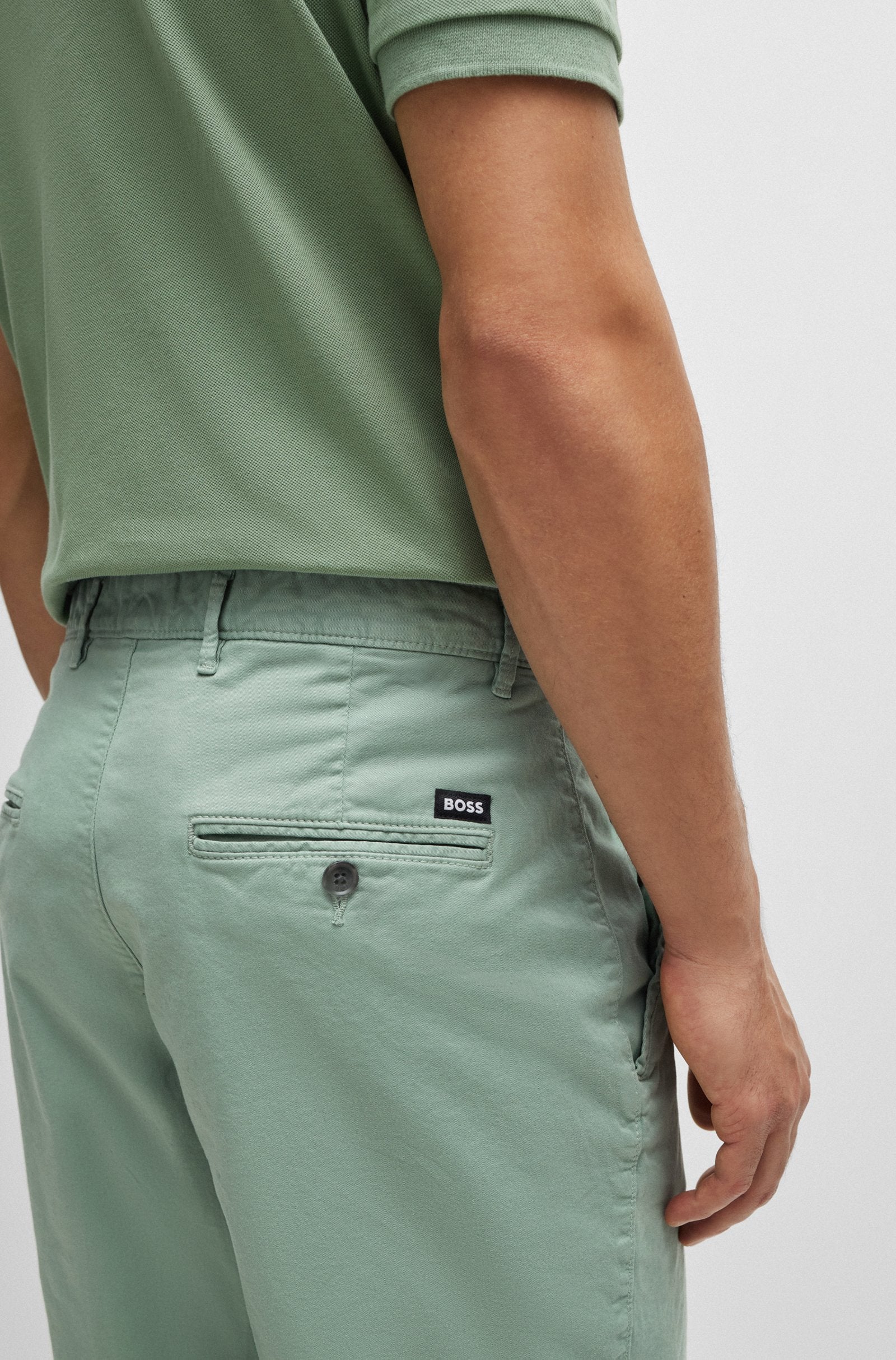 BOSS - SLICE-SHORT Open Green Slim Fit Shorts In Stretch Cotton 50512524 373