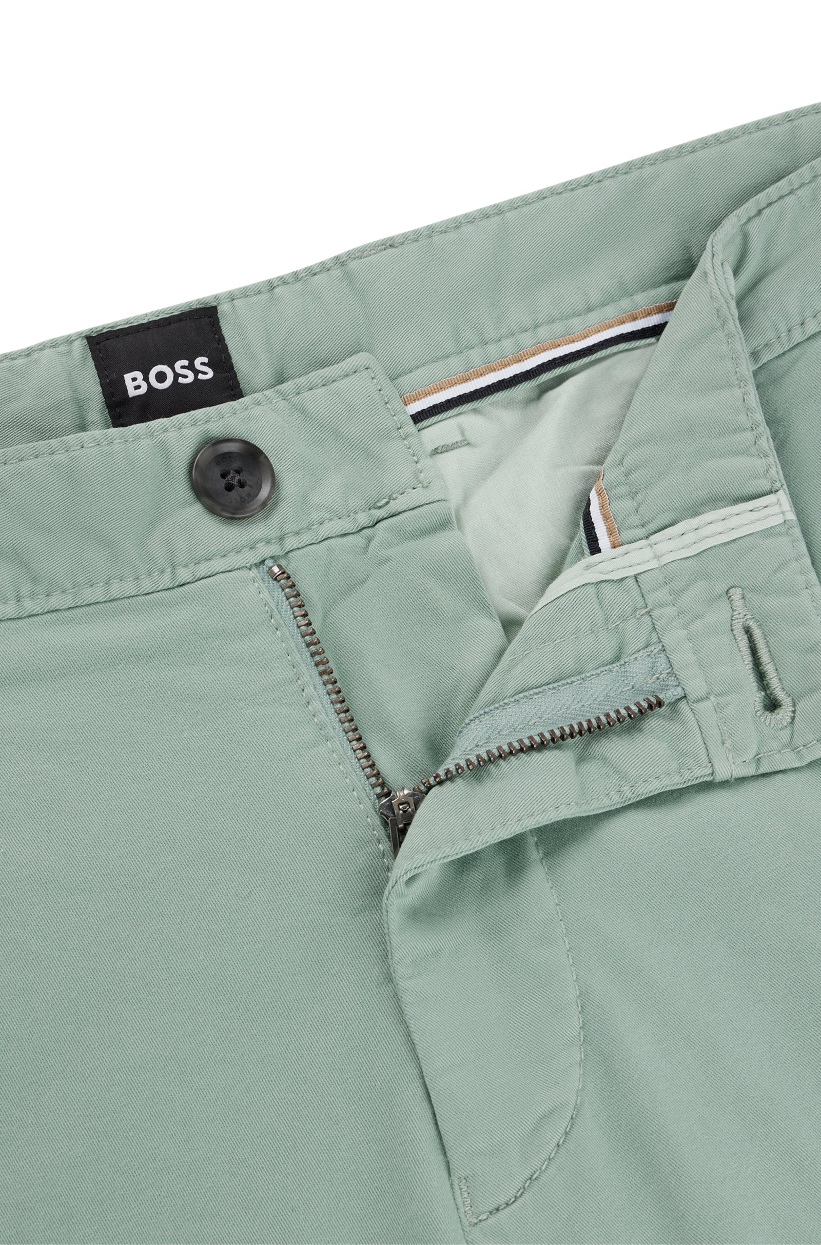 BOSS - SLICE-SHORT Open Green Slim Fit Shorts In Stretch Cotton 50512524 373