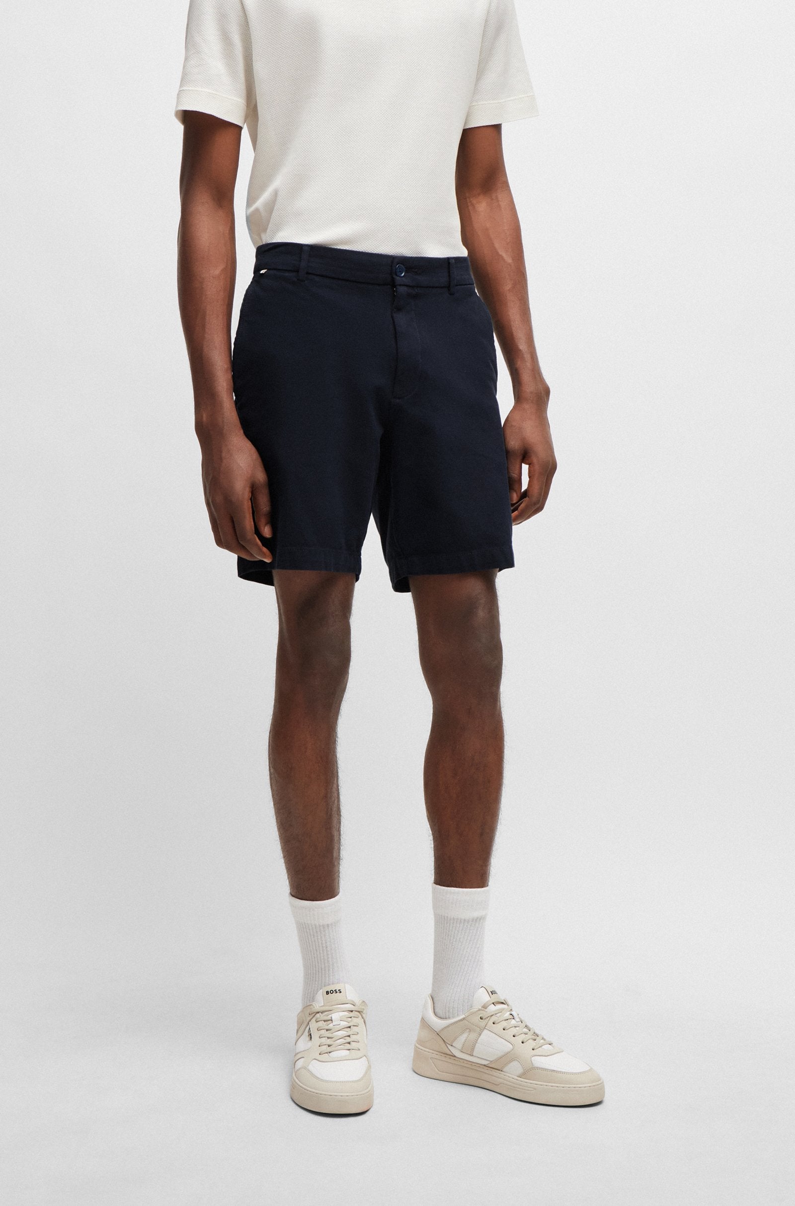 BOSS - KANE-SHORTS - Dark Blue Stretch Cotton Regular Fit Shorts 50512527 404