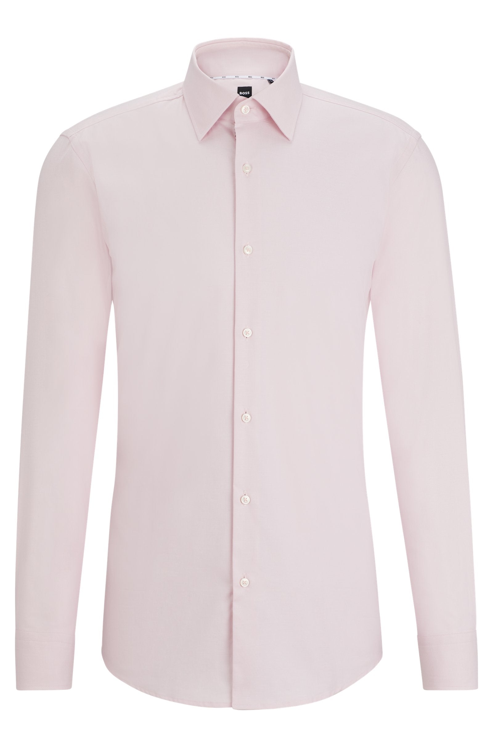 BOSS - H-HANK-KENT - Light Pink Slim Fit Stretch Cotton Twill Shirt 50512824 688