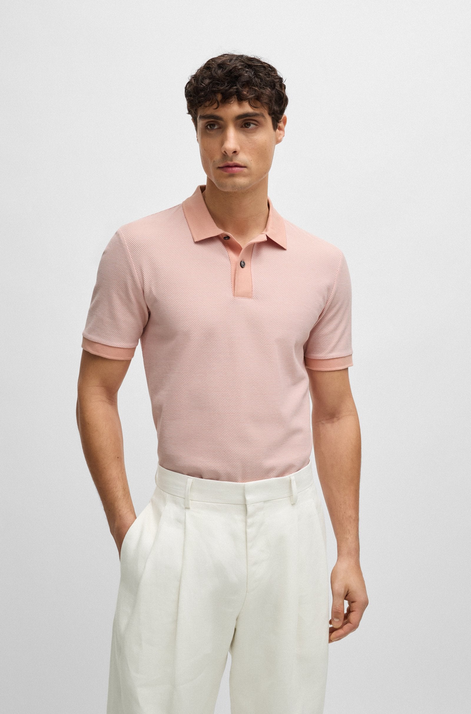 BOSS - PHILLIPSON 37 Light Pink SLIM FIT Two Tone Polo Shirt 50513580 699