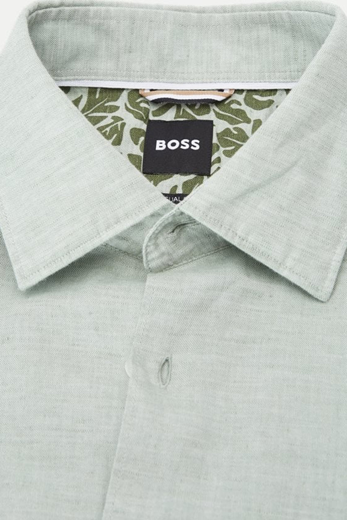 BOSS - C-HAL-KENT Light Green Cotton and Linen Casual Shirt 50513661 373