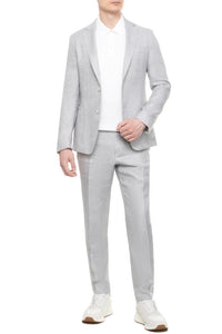 BOSS - C-HANRY-233 Silver Grey Slim Fit Jacket In Linen Blend 50514618 041