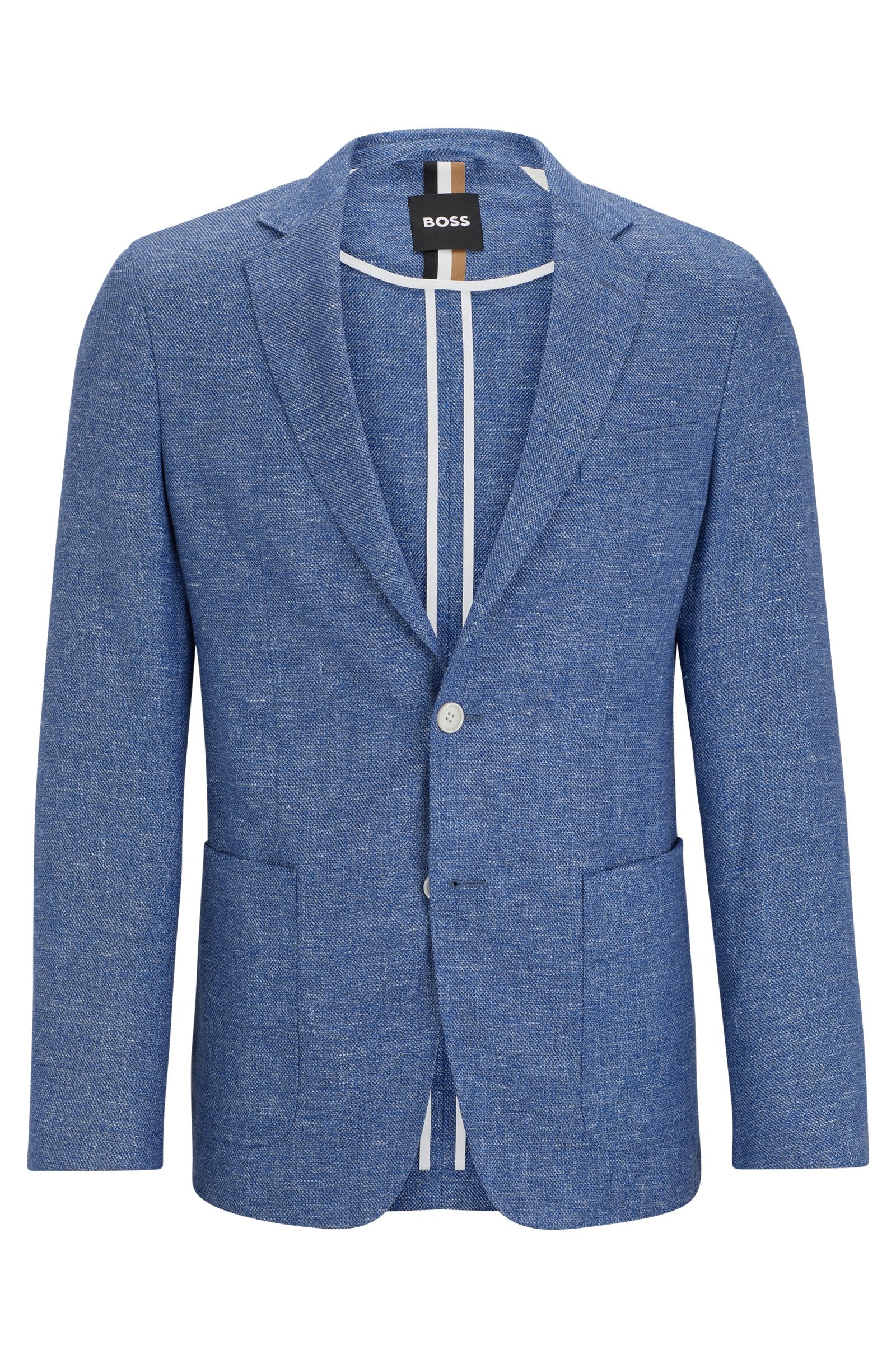 BOSS - C-HANRY-233 Medium Blue Slim Fit Jacket In Linen Blend 50514618 423