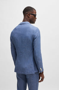 BOSS - C-HANRY-233 Medium Blue Slim Fit Jacket In Linen Blend 50514618 423