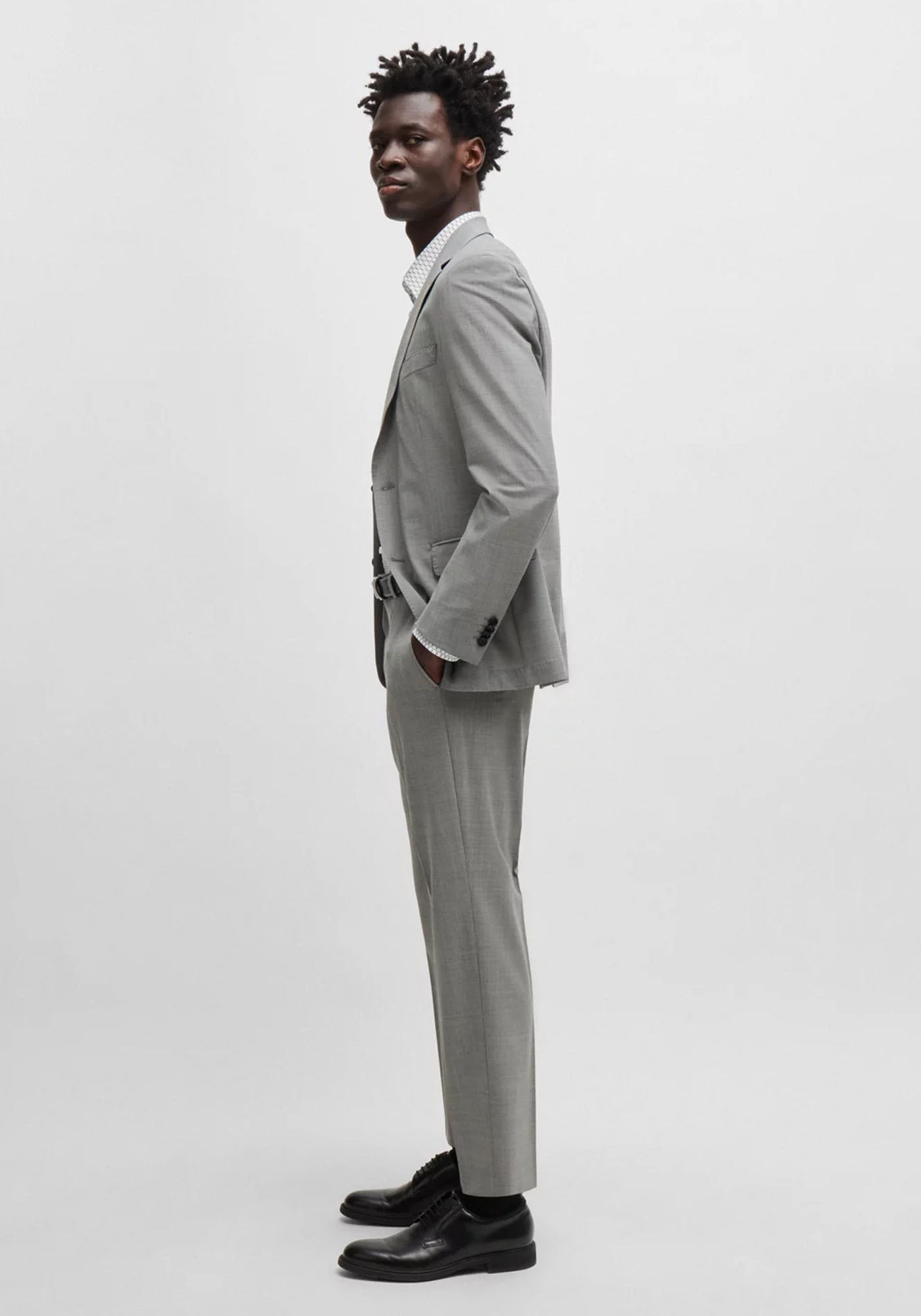 BOSS - P-HUGE-2Pcs - Silver Grey Slim Fit Suit With Micro Weave 50514628 041