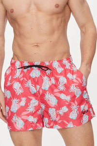 BOSS - ERY Fully Lined Swim Shorts With Pineapple Print in Dark Pink 50515718 655