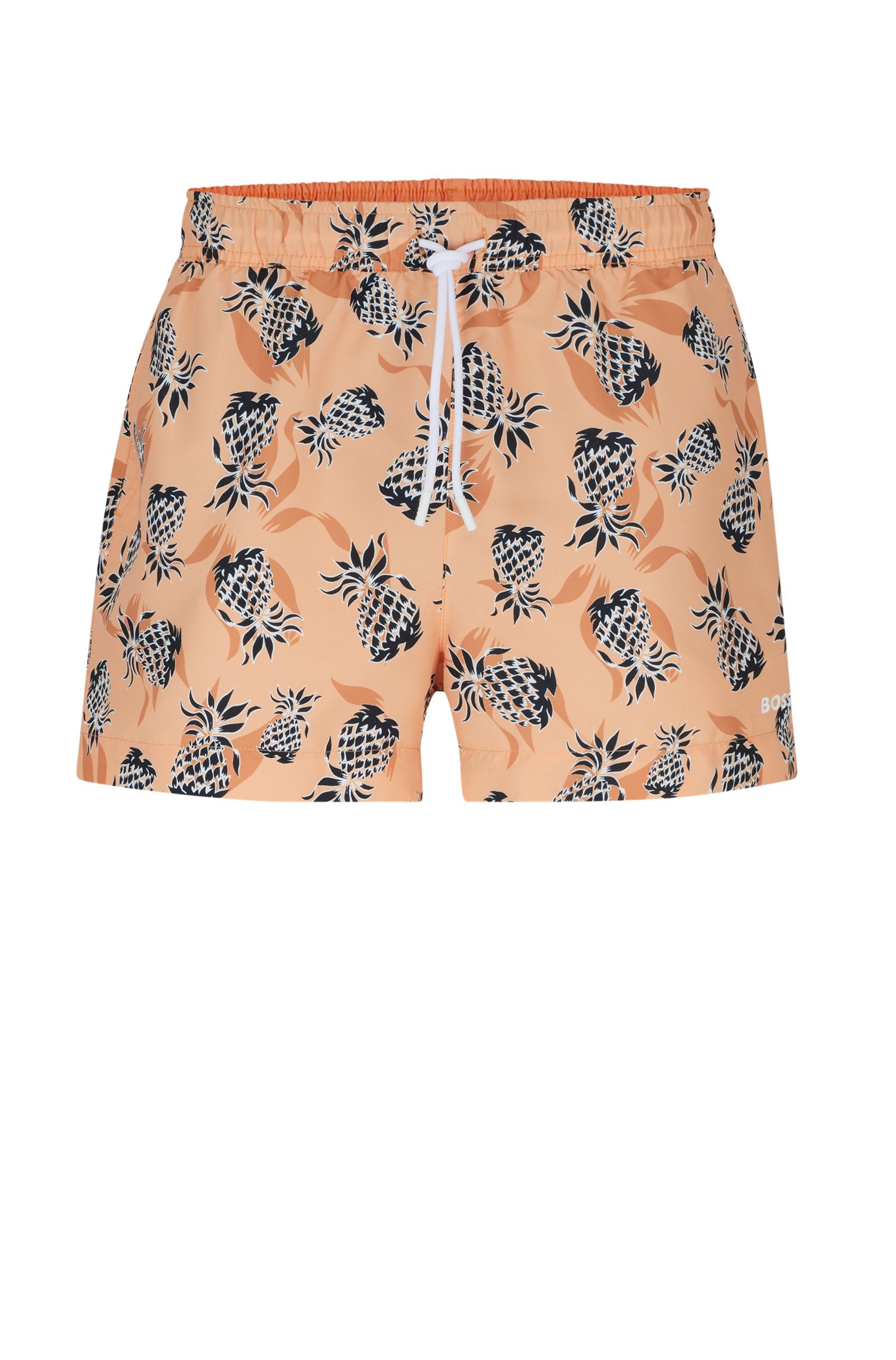 BOSS - ERY Fully Lined Swim Shorts With Pineapple Print in Medium Orange 50515718 813