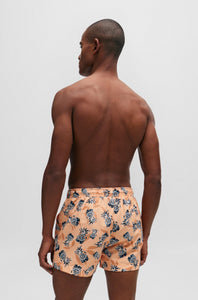 BOSS - ERY Fully Lined Swim Shorts With Pineapple Print in Medium Orange 50515718 813