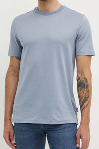 BOSS - H-TIBURT 431 - Open Blue Textured T-shirt in Mercerised Cotton 50518539 490