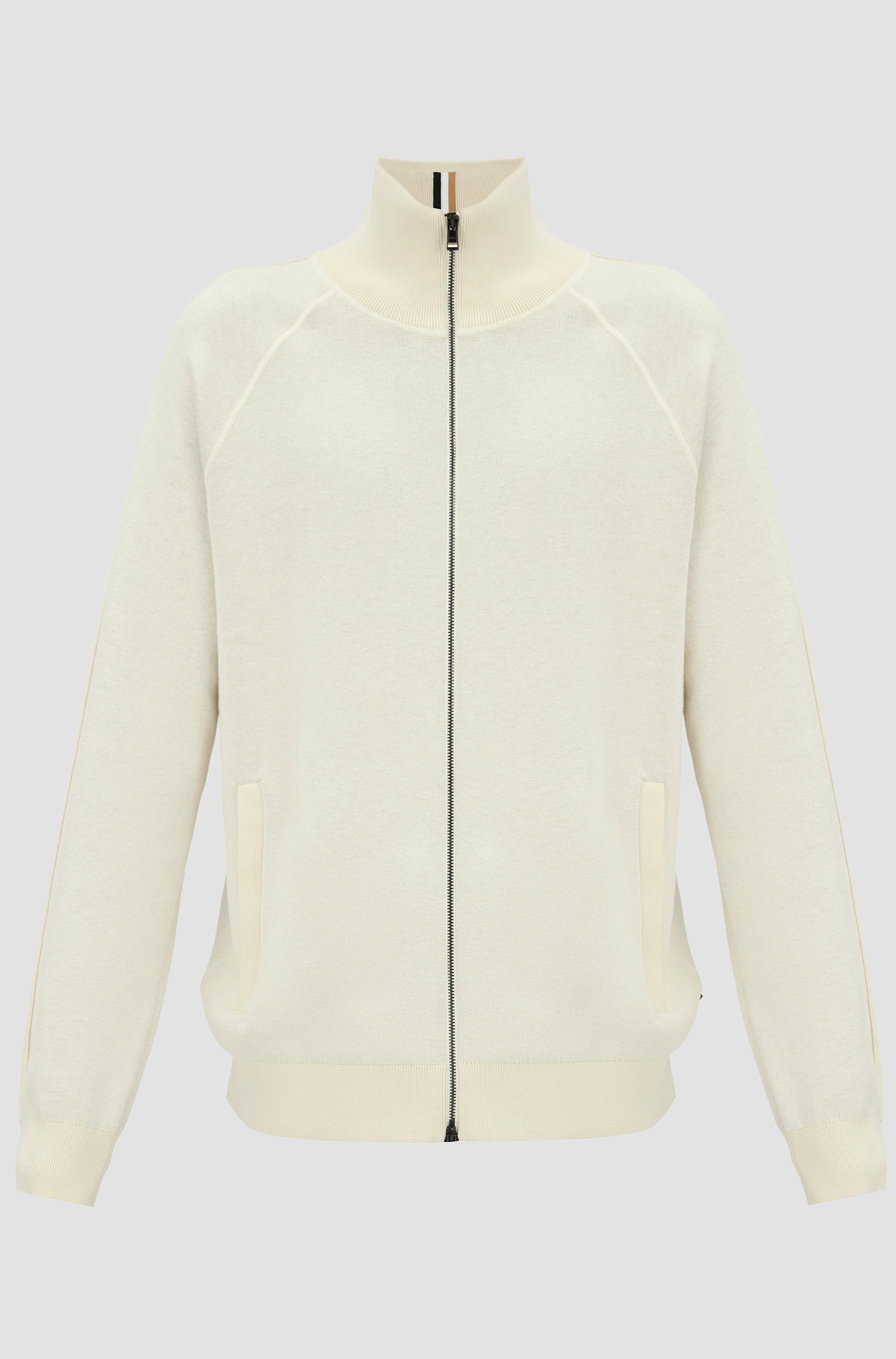 BOSS - H-DOMICO Full Zip Cardigan In Cotton & Virgin Wool in Open White 50519629 132