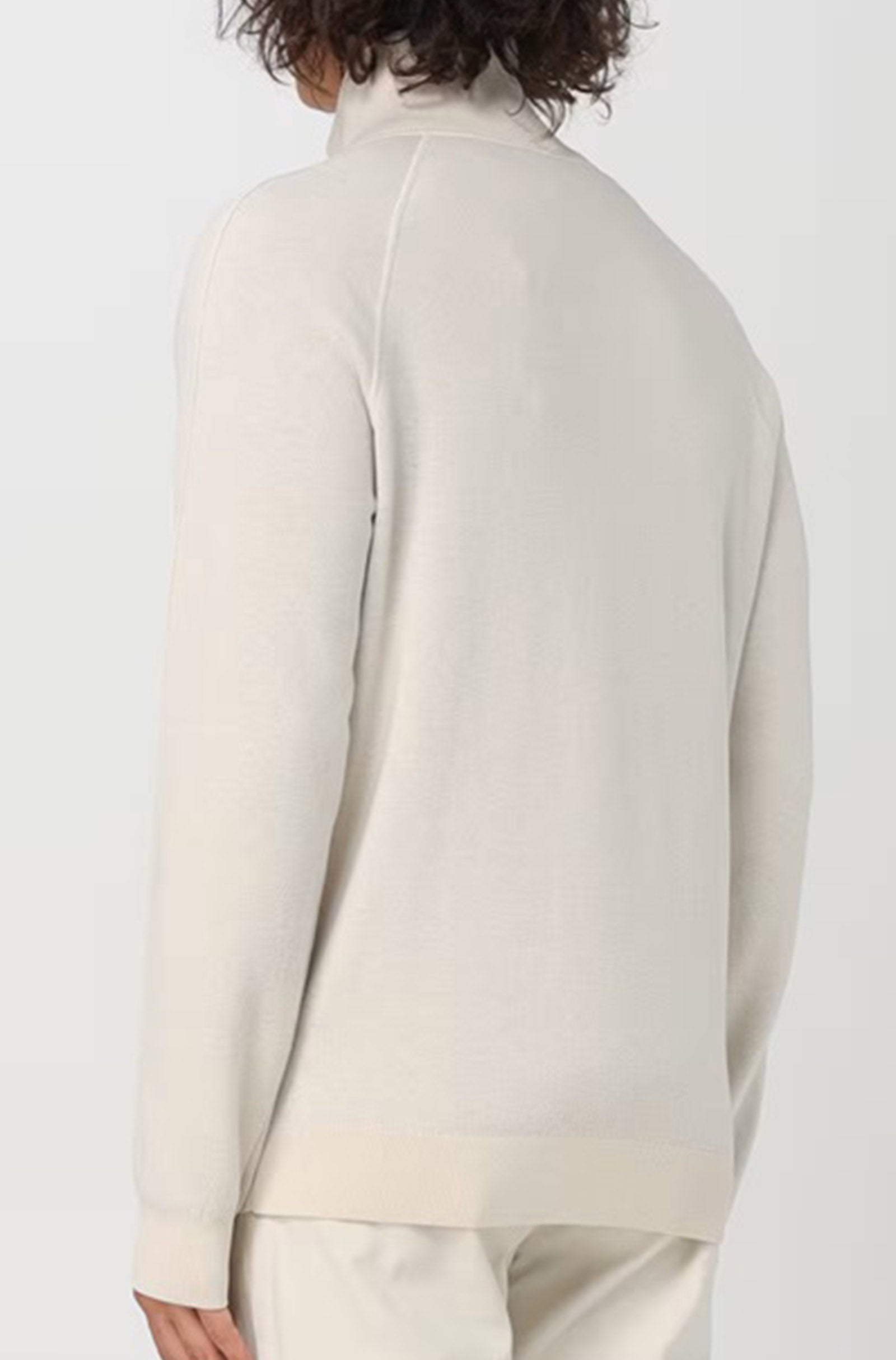 BOSS - H-DOMICO Full Zip Cardigan In Cotton & Virgin Wool in Open White 50519629 132