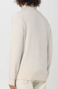 BOSS - H-DOMICO Full Zip Cardigan In Cotton & Virgin Wool in Open White 50519629 132