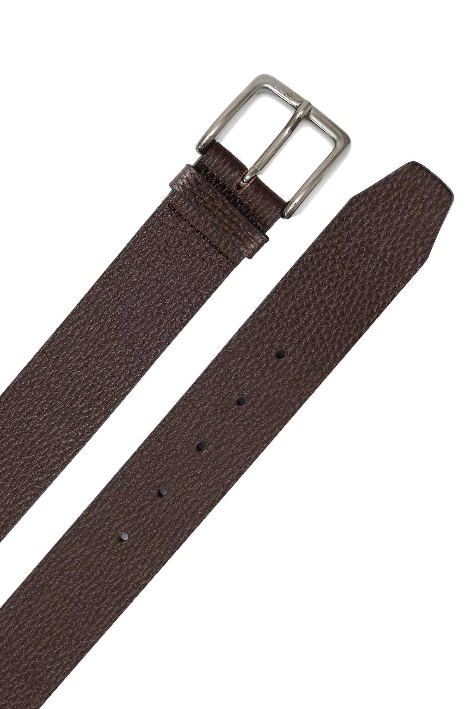 BOSS - RONNIE-GR_SZ35 - Dark Brown Grained Italian Leather Belt 50523362 202