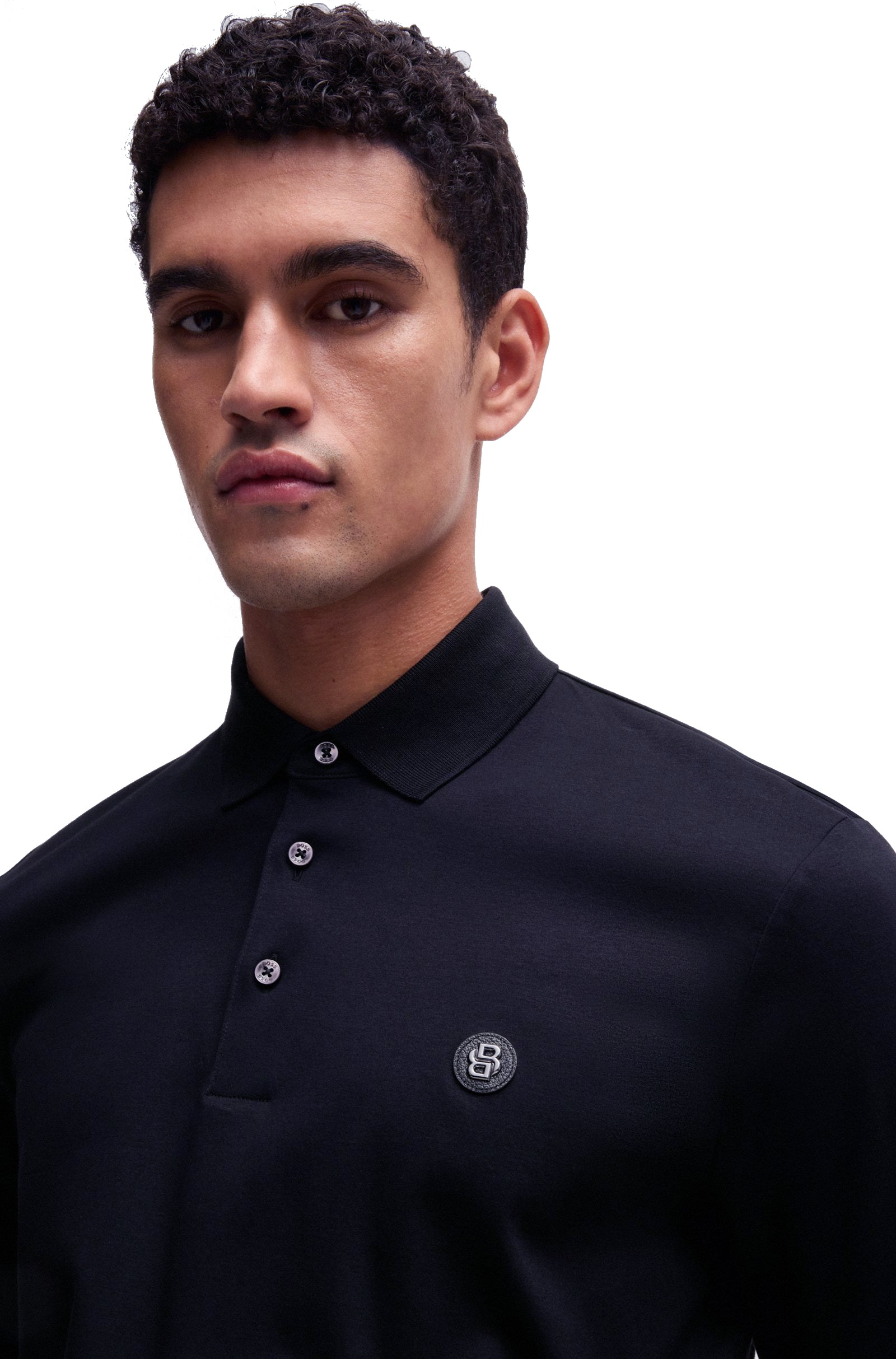 BOSS - C-PALEY Dark Blue Mercerized-Cotton Long Sleeved Polo Shirt 50523917 404