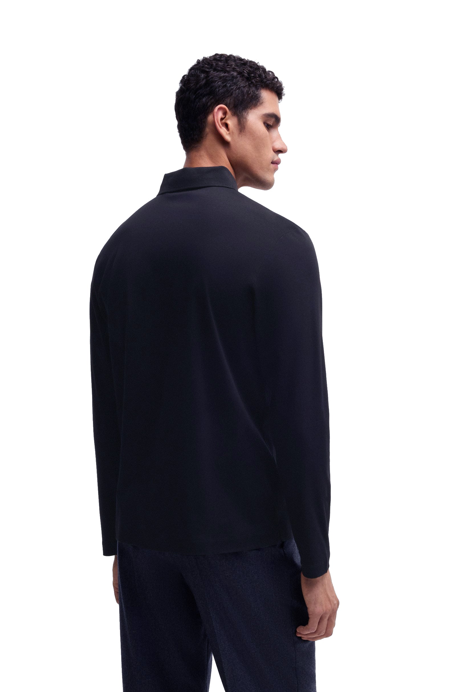 BOSS - C-PALEY Dark Blue Mercerized-Cotton Long Sleeved Polo Shirt 50523917 404