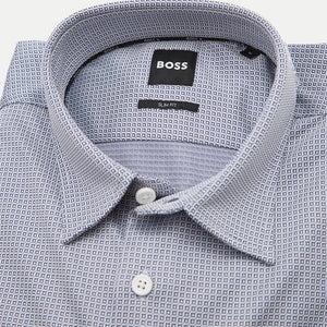 BOSS - P-ROAN Open Blue Stetch Jersey SLIM FIT Patterned Shirt 50527710 485