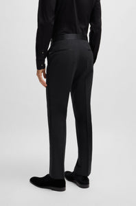 BOSS - H-GENIUS Black Slim-Fit Tuxedo Trousers In Stretch Wool 50527962 001