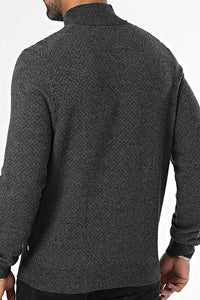 BOSS - H-ELTORINO 1/4 Zip Virgin Wool Sweater in Black 50528322 001