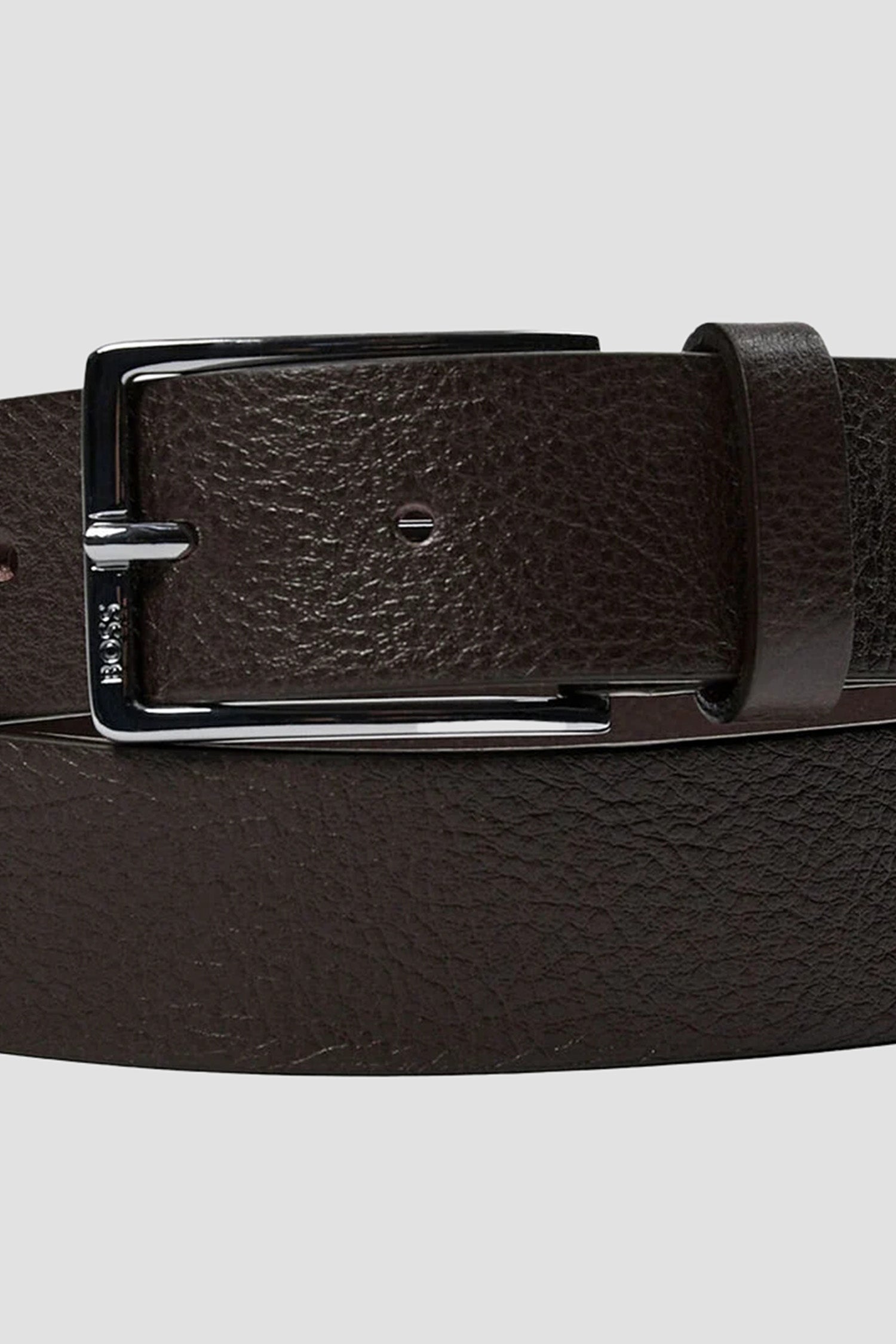 BOSS - ERMAN-GR_SZ35 - Dark Brown Grained Italian Leather Belt 50530500 202