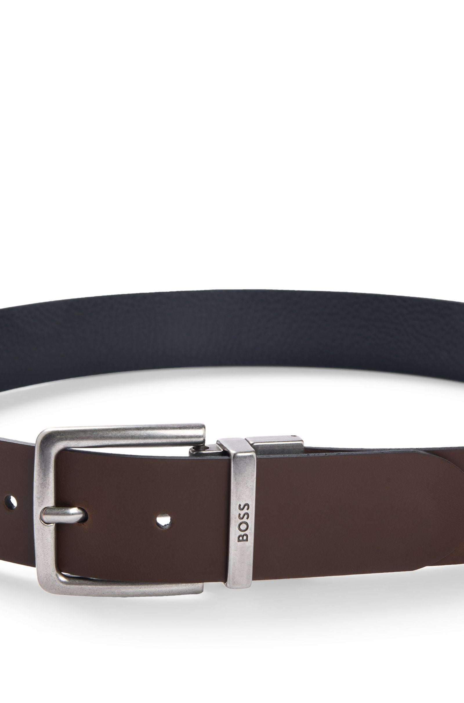BOSS - OMAR 40mm Reversible Belt In Brown Plain and Black Grained Leather 50536891 210