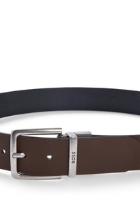 BOSS - OMAR 40mm Reversible Belt In Brown Plain and Black Grained Leather 50536891 210