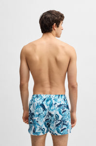 BOSS - CALA Printed Swim Shorts With Logo Detail in Light Pastel Blue 50539294 455