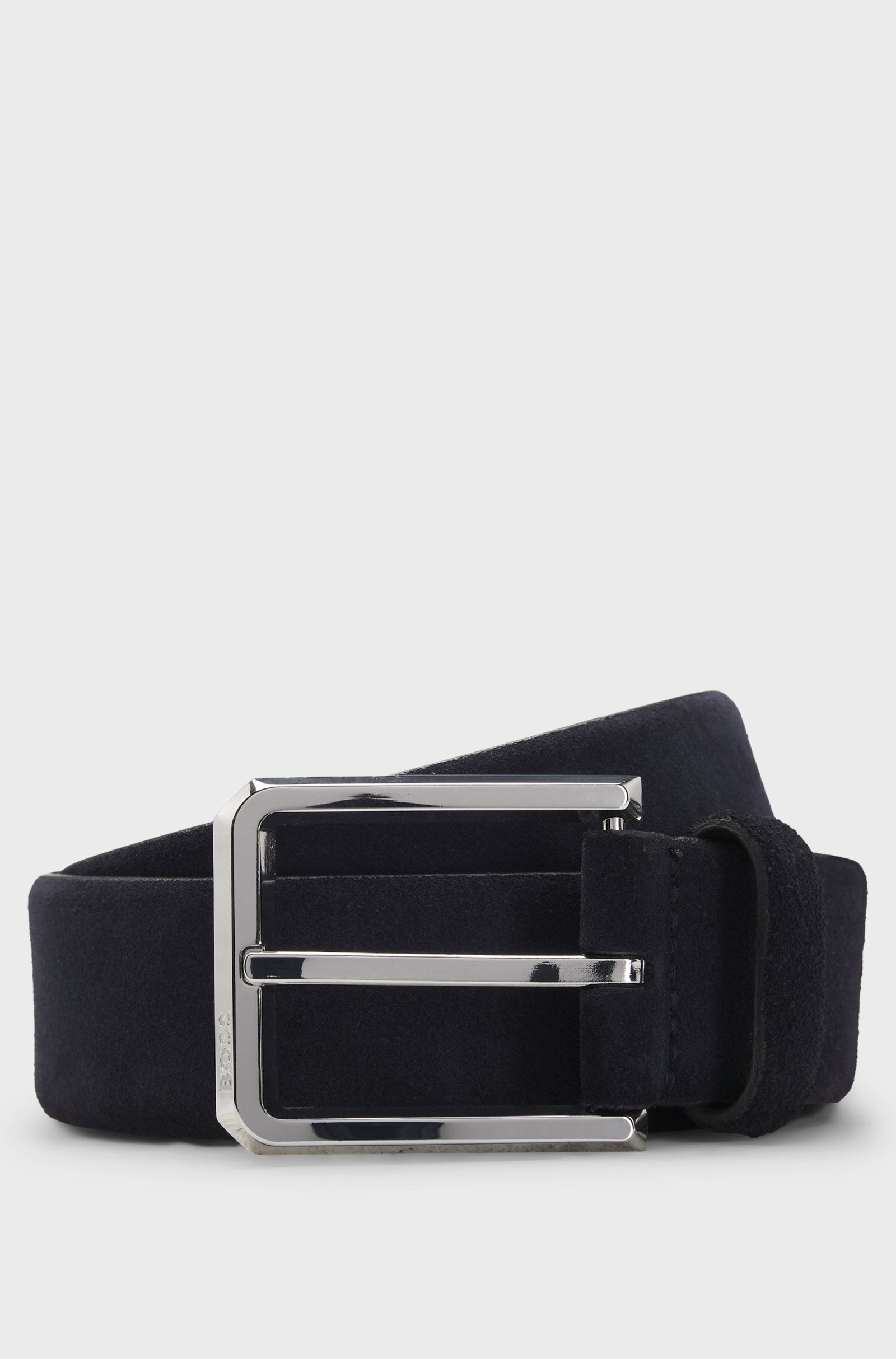 BOSS - CALEB Dark Blue Suede Belt With Polished Pin Buckle 50542138 401