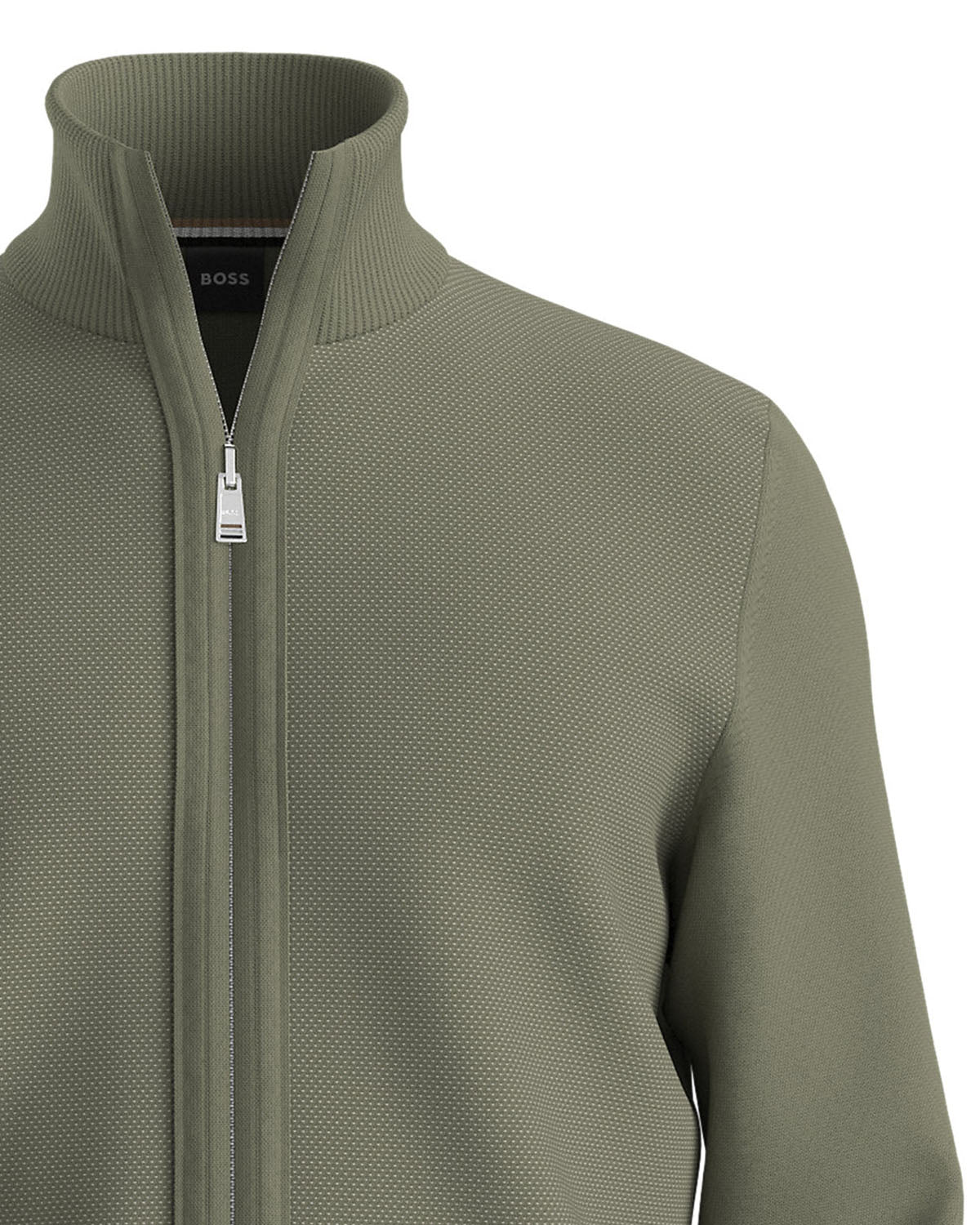 BOSS - H-ILLARIONE Zip-Up Cardigan In Virgin Wool in Medium Green 50543153 314