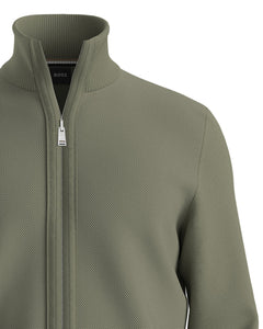 BOSS - H-ILLARIONE Zip-Up Cardigan In Virgin Wool in Medium Green 50543153 314