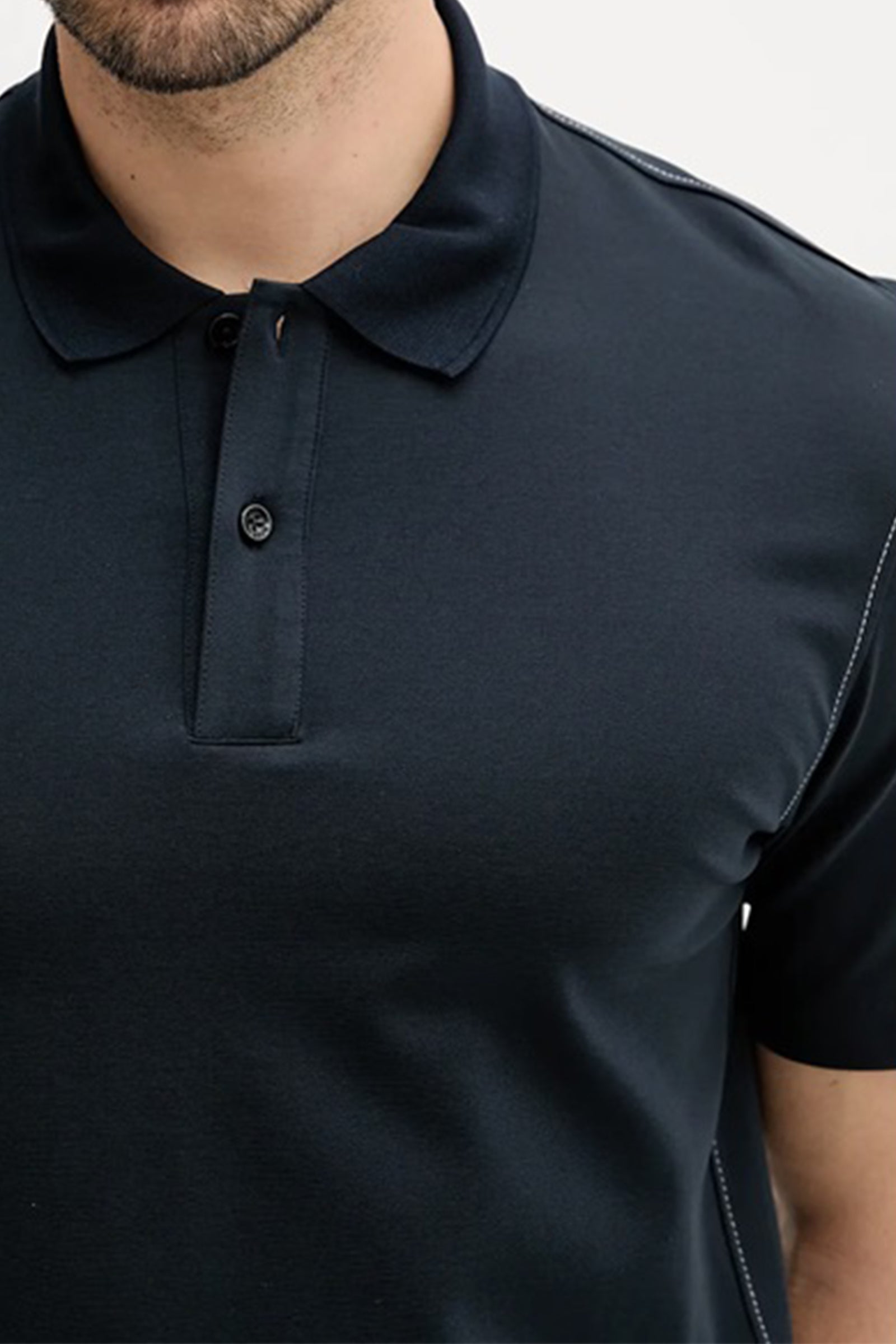 BOSS - C-PARRIS 105 - Dark Blue Merecerised Cotton Polo Shirt With Trim Detail 50543387 404