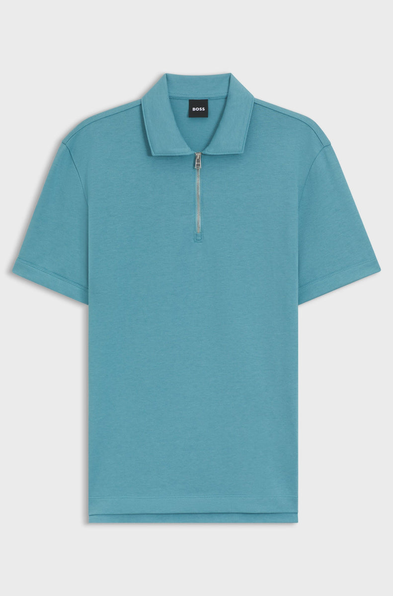 BOSS H-Paras 57 Zip-Neck Polo — Beige