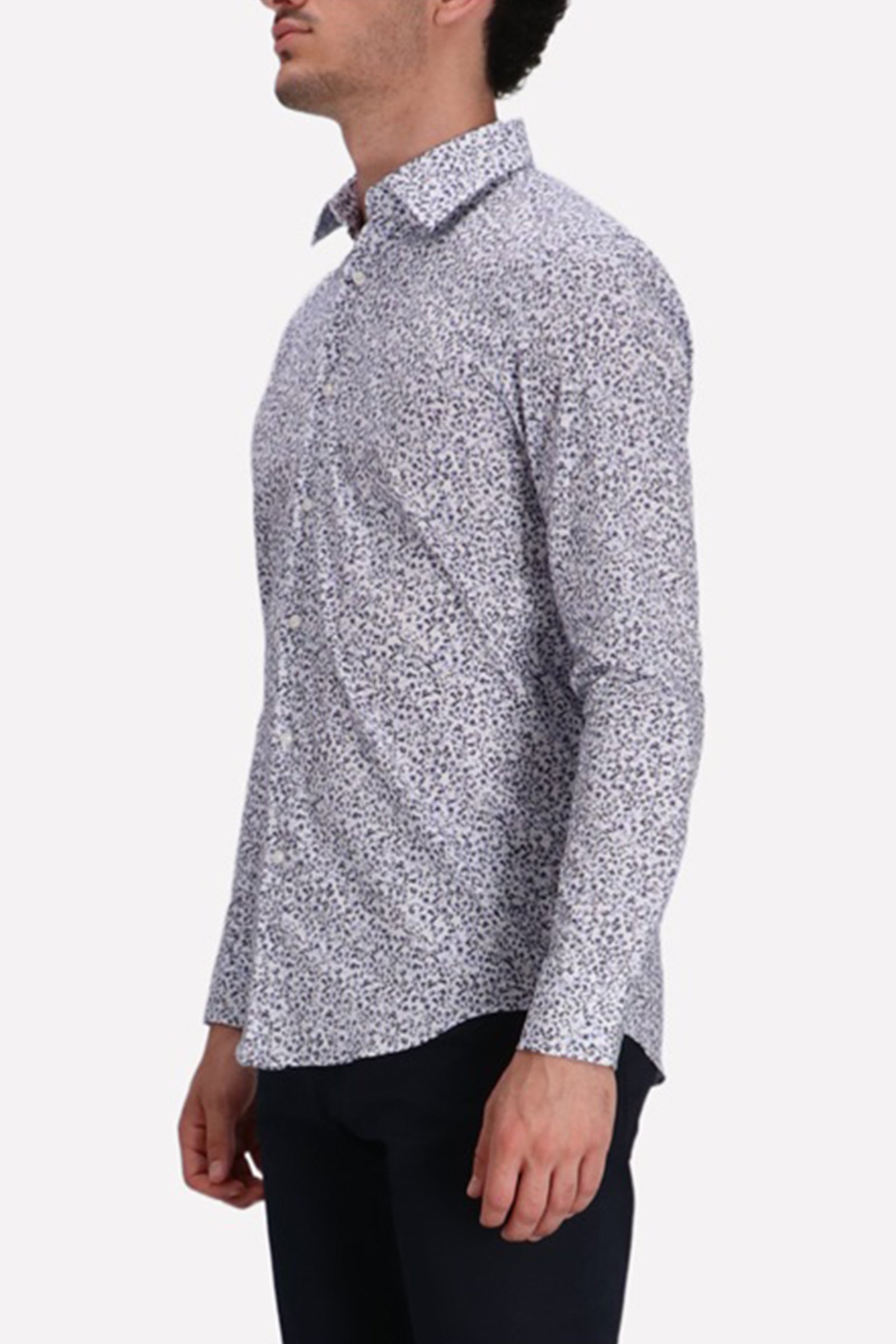 BOSS - H-HANK-KENT 214 Light Blue Slim-Fit Printed Stretch-Cotton Shirt 50545109 450