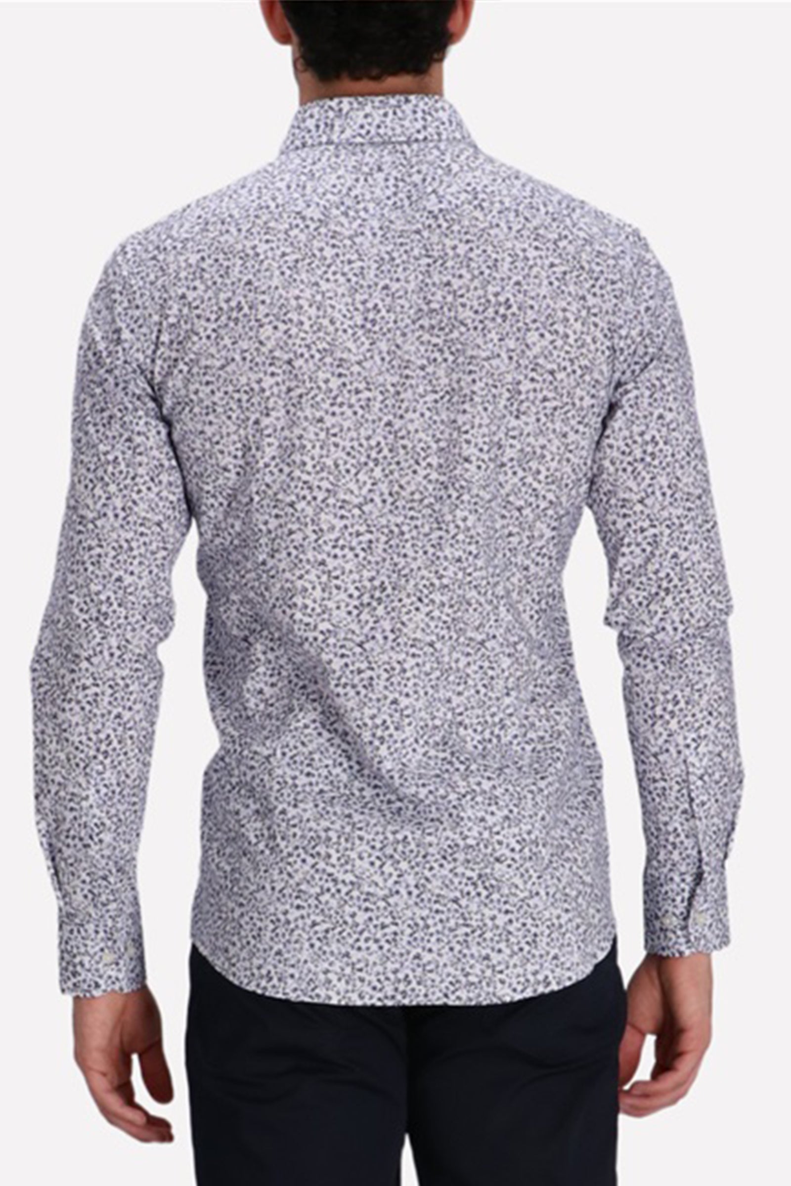 BOSS - H-HANK-KENT 214 Light Blue Slim-Fit Printed Stretch-Cotton Shirt 50545109 450