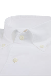 STENSTROMS - SLIMLINE White Twill Shirt With Button Down Collar 7025418948000