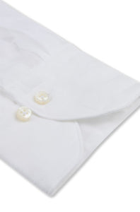 STENSTROMS - SLIMLINE White Twill Shirt With Button Down Collar 7025418948000