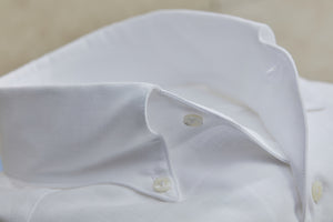STENSTROMS - SLIMLINE White Twill Shirt With Button Down Collar 7025418948000