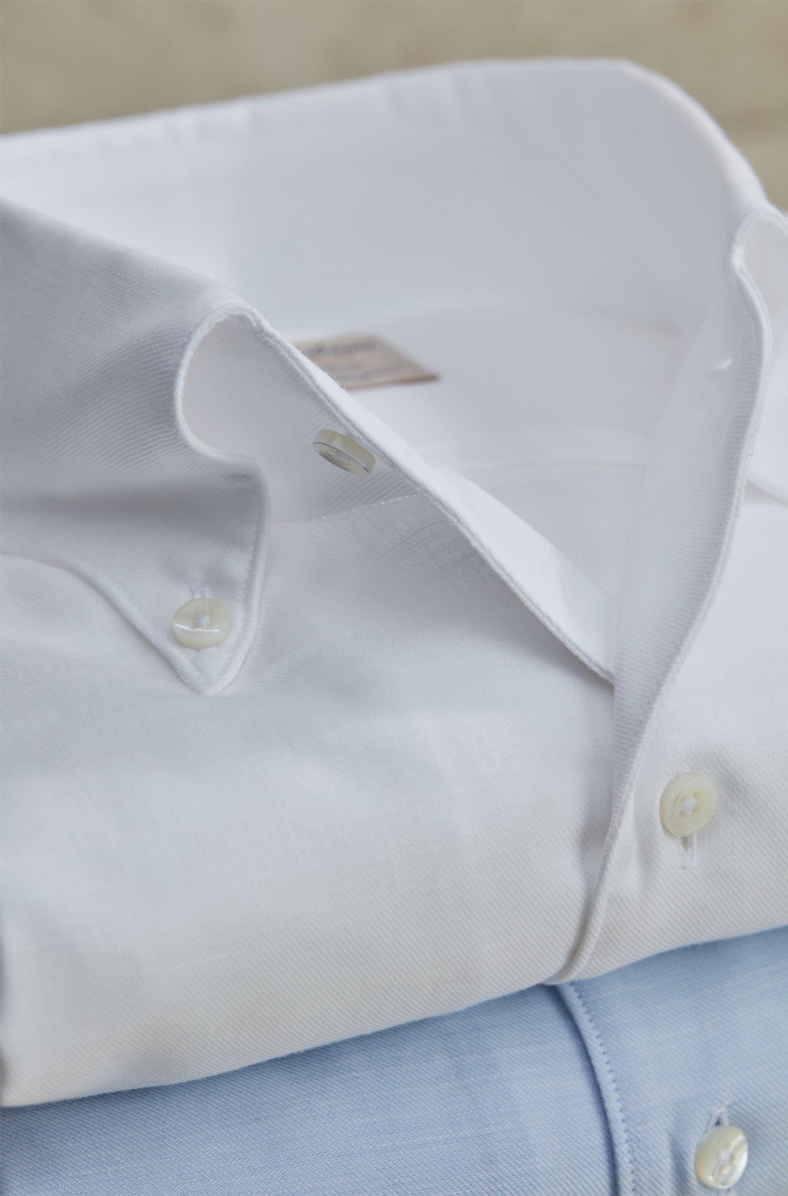 STENSTROMS - SLIMLINE White Twill Shirt With Button Down Collar 7025418948000