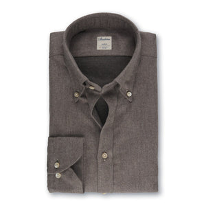 STENSTROMS - Casual Brown Luxury Flannel Shirt in Slimline Fit 7122618435270