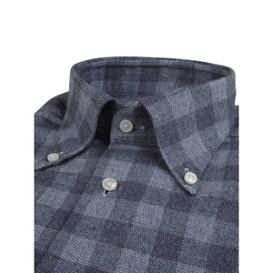 STENSTROMS - Blue SLIMLINE Checked Button Down Flannel Shirt 7122618649153