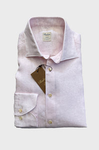 STENSTROMS - SLIMLINE Pink Linen and Lyocell Shirt 7127118925500