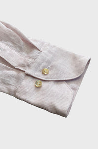 STENSTROMS - SLIMLINE Pink Linen and Lyocell Shirt 7127118925500
