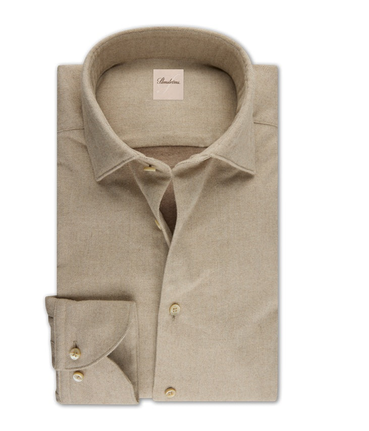 STENSTROMS - SLIMLINE Beige Flannel Shirt 7127119035230
