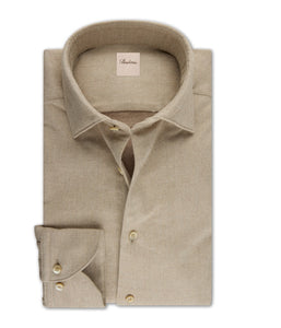 STENSTROMS - SLIMLINE Beige Flannel Shirt 7127119035230